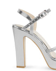 Zapatilla Plata de Fiesta Tacón Alto Diseño Sofisticado Mujer 3660444