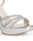 Zapatilla Plata de Fiesta Tacón Alto Diseño Sofisticado Mujer 3660444