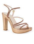 Zapatilla Oro Rosado de Fiesta Tacón Alto Tiras Finas Diseño Moderno 3660447