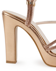 Zapatilla Oro Rosado de Fiesta Tacón Alto Tiras Finas Diseño Moderno 3660447