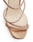 Zapatilla Oro Rosado de Fiesta Tacón Alto Tiras Finas Diseño Moderno 3660447