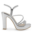 Zapatilla Plata de Fiesta Tacón Alto Tiras Finas Diseño Moderno 3660448