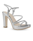 Zapatilla Plata de Fiesta Tacón Alto Tiras Finas Diseño Moderno 3660448