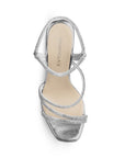 Zapatilla Plata de Fiesta Tacón Alto Tiras Finas Diseño Moderno 3660448