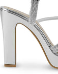 Zapatilla Plata de Fiesta Tacón Alto Tiras Finas Diseño Moderno 3660448