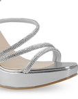 Zapatilla Plata de Fiesta Tacón Alto Tiras Finas Diseño Moderno 3660448