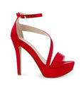 Zapatilla Rojo Elegante Tacon Alto Plataforma Para Mujer 3660450