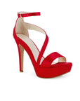 Zapatilla Rojo Elegante Tacon Alto Plataforma Para Mujer 3660450