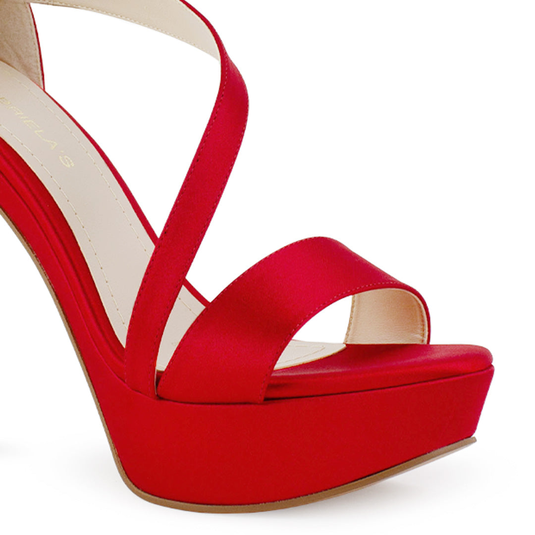 Zapatilla Rojo Elegante Tacon Alto Plataforma Para Mujer 3660450