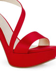 Zapatilla Rojo Elegante Tacon Alto Plataforma Para Mujer 3660450