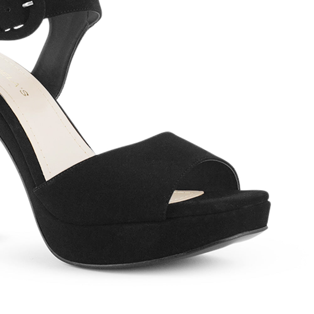 Zapatilla Negro Mujer Elegante Pulsera Hebilla Forrada 3660451