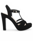 Zapatilla Negro Mujer Tacon Alto Descubierto Formal Moda Casual 3660465