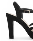 Zapatilla Negro Mujer Tacon Alto Descubierto Formal Moda Casual 3660465