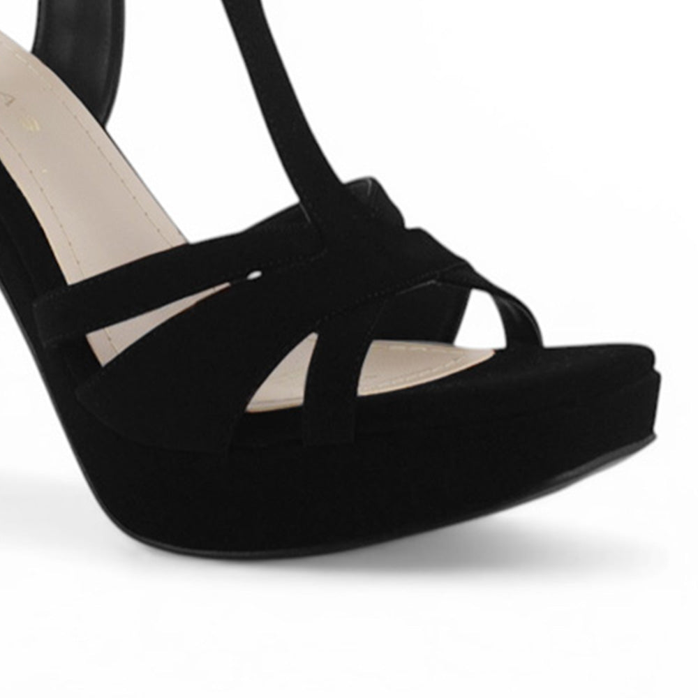 Zapatilla Negro Mujer Tacon Alto Descubierto Formal Moda Casual 3660465