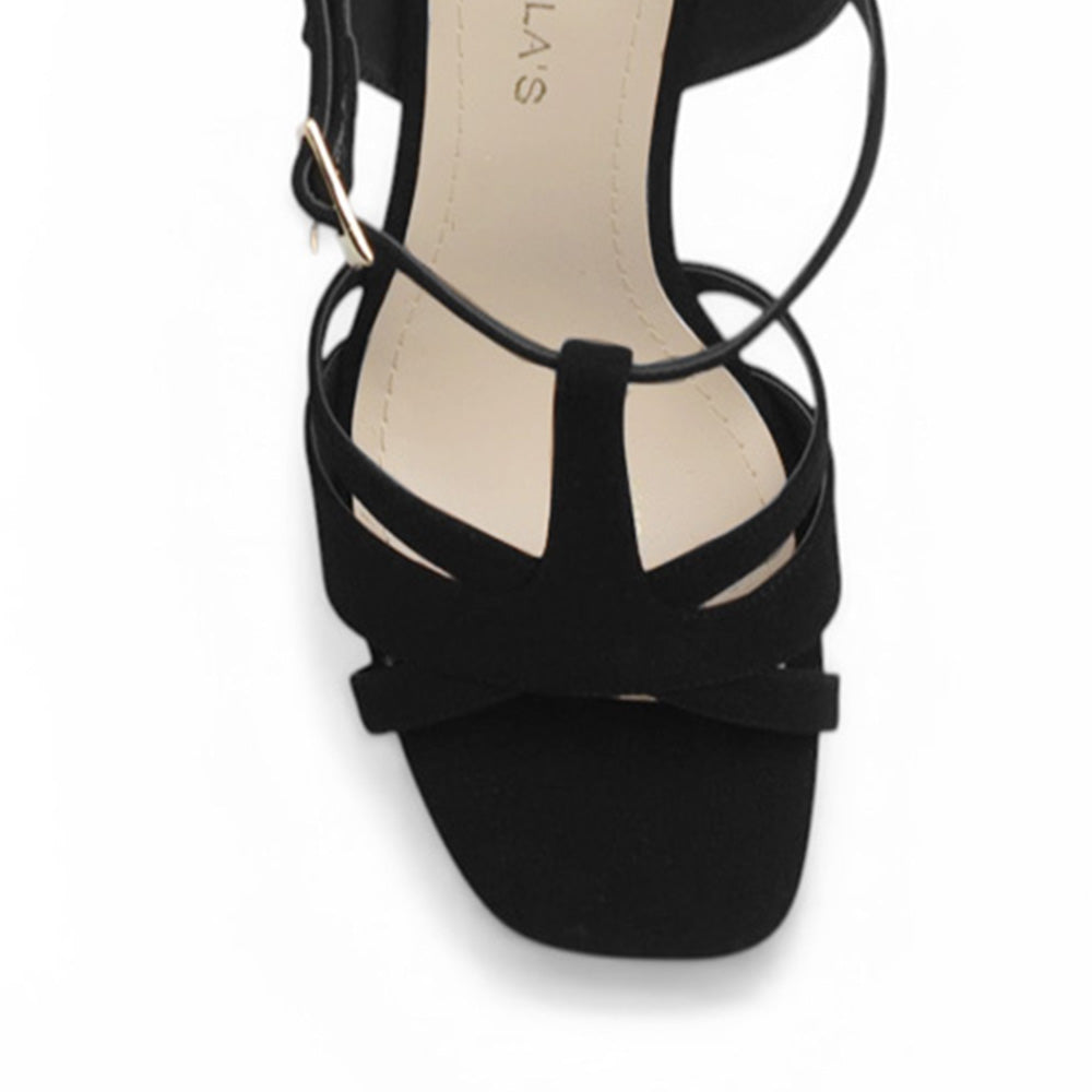 Zapatilla Negro Mujer Tacon Alto Descubierto Formal Moda Casual 3660465