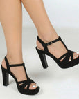 Zapatilla Negro Mujer Tacon Alto Descubierto Formal Moda Casual 3660465