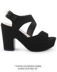 Zapatilla Negro Plataforma Abierta Punta Tacón Alto Casual 3660094