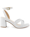 Zapatilla Blanco Dama Elegante Pulsera Tacon Ancho Moda Descubierta 4500180