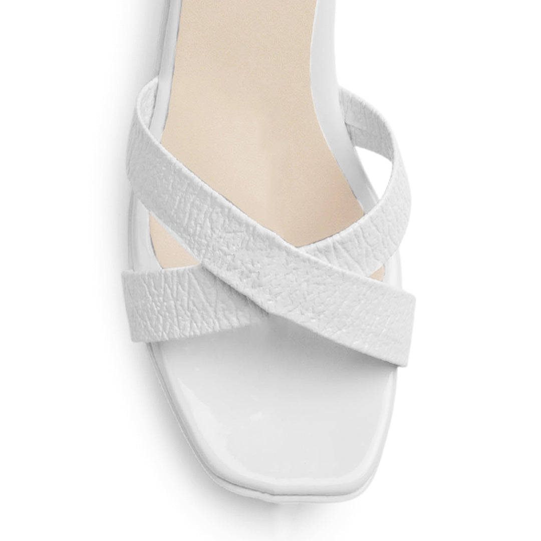 Zapatilla Blanco Dama Elegante Pulsera Tacon Ancho Moda Descubierta 4500180