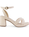 Zapatilla Beige Dama Elegante Pulsera Tacon Ancho Moda Descubierta 4500181