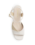 Zapatilla Beige Tacon Ancho Mujer Pulsera Hebilla Moda Elegante 4500185