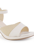Zapatilla Beige Tacon Ancho Mujer Pulsera Hebilla Moda Elegante 4500185
