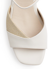 Zapatilla Beige Tacon Ancho Mujer Pulsera Hebilla Moda Elegante 4500185