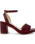 Zapatilla Vino Casual Mujer Tacon Ancho Punta Cuadrada Pulsera 4500186