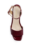 Zapatilla Vino Casual Mujer Tacon Ancho Punta Cuadrada Pulsera 4500186