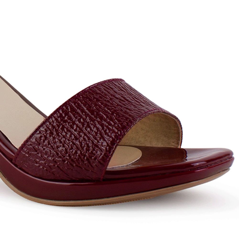 Zapatilla Vino Casual Mujer Tacon Ancho Punta Cuadrada Pulsera 4500186
