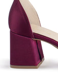 Zapatilla Vino Plata Dama Tacón Bajo Grueso Tira Gruesa Brillo Elegante 3201396