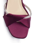 Zapatilla Vino Plata Dama Tacón Bajo Grueso Tira Gruesa Brillo Elegante 3201396