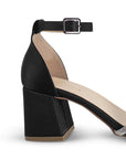 Zapatilla Negro Plata Dama Tacón Bajo Grueso Tira Gruesa Brillo Elegante 3201397