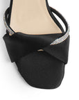 Zapatilla Negro Plata Dama Tacón Bajo Grueso Tira Gruesa Brillo Elegante 3201397