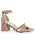 Zapatilla Maquillaje Oro Rosa Dama Tacón Bajo Grueso Tira Gruesa Brillo Elegante 3201398