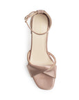 Zapatilla Maquillaje Oro Rosa Dama Tacón Bajo Grueso Tira Gruesa Brillo Elegante 3201398