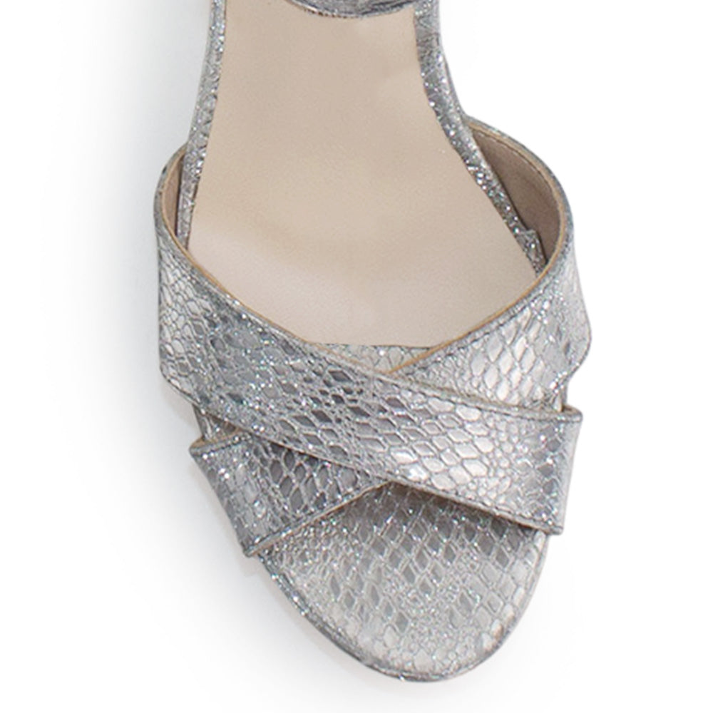 Zapatilla Plata Mujer Pulsera Al Tobillo Ajustable Tiras Cruzadas Elegante 3201415