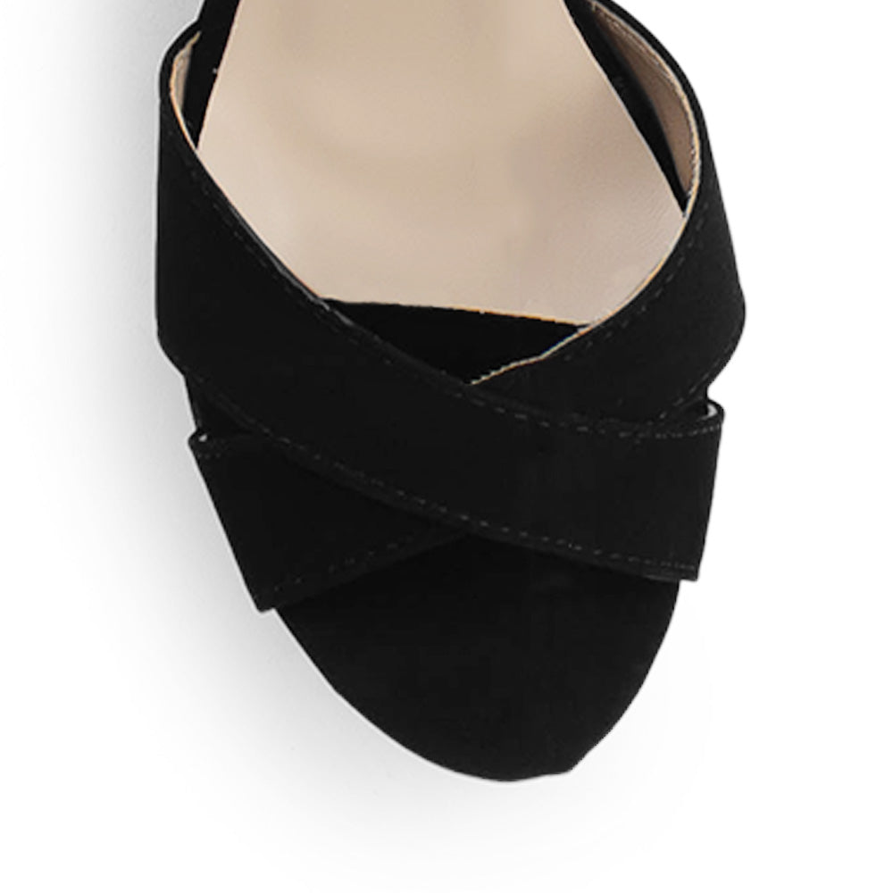 Zapatilla Negro Mujer Pulsera Al Tobillo Ajustable Tiras Cruzadas Elegante 3201417