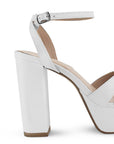 Zapatilla Blanco Fiesta Tiras Cruzadas Tacon Ancho Alto Elegante 3201421