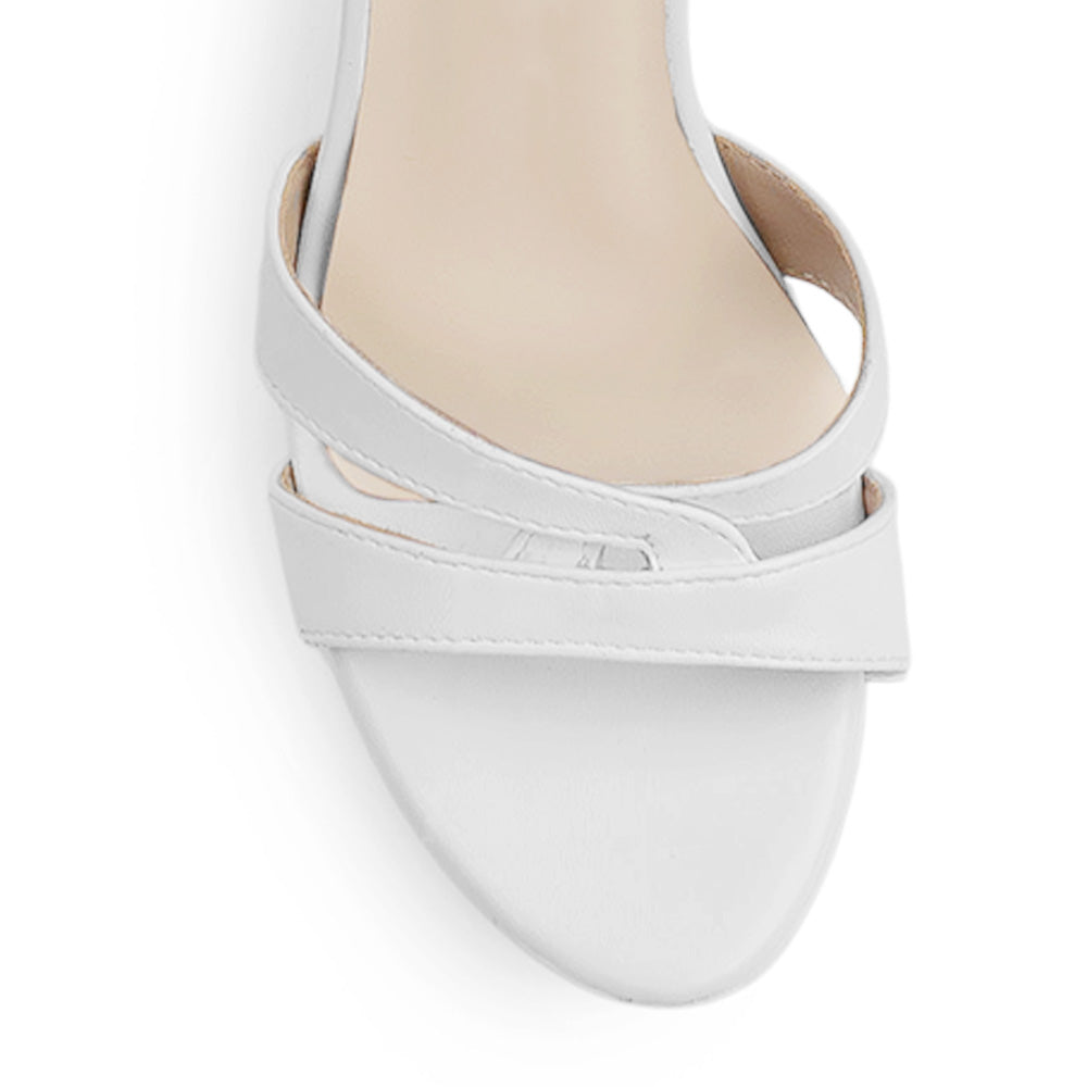 Zapatilla Blanco Fiesta Tiras Cruzadas Tacon Ancho Alto Elegante 3201421