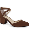 Zapatilla Cafe Stiletto Tacon Bajo Puntal Pulseras Cruzadas Moda 2640111