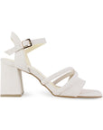 Zapatilla Beige Mujer Tacon Ancho Punta Cuadrada Tiras Cruzadas 2640113