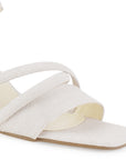 Zapatilla Beige Mujer Tacon Ancho Punta Cuadrada Tiras Cruzadas 2640113