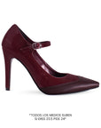 Zapatilla Rojo Vino Formal Puntal Mujer Tacon Delgado Elegante Dama 2000117