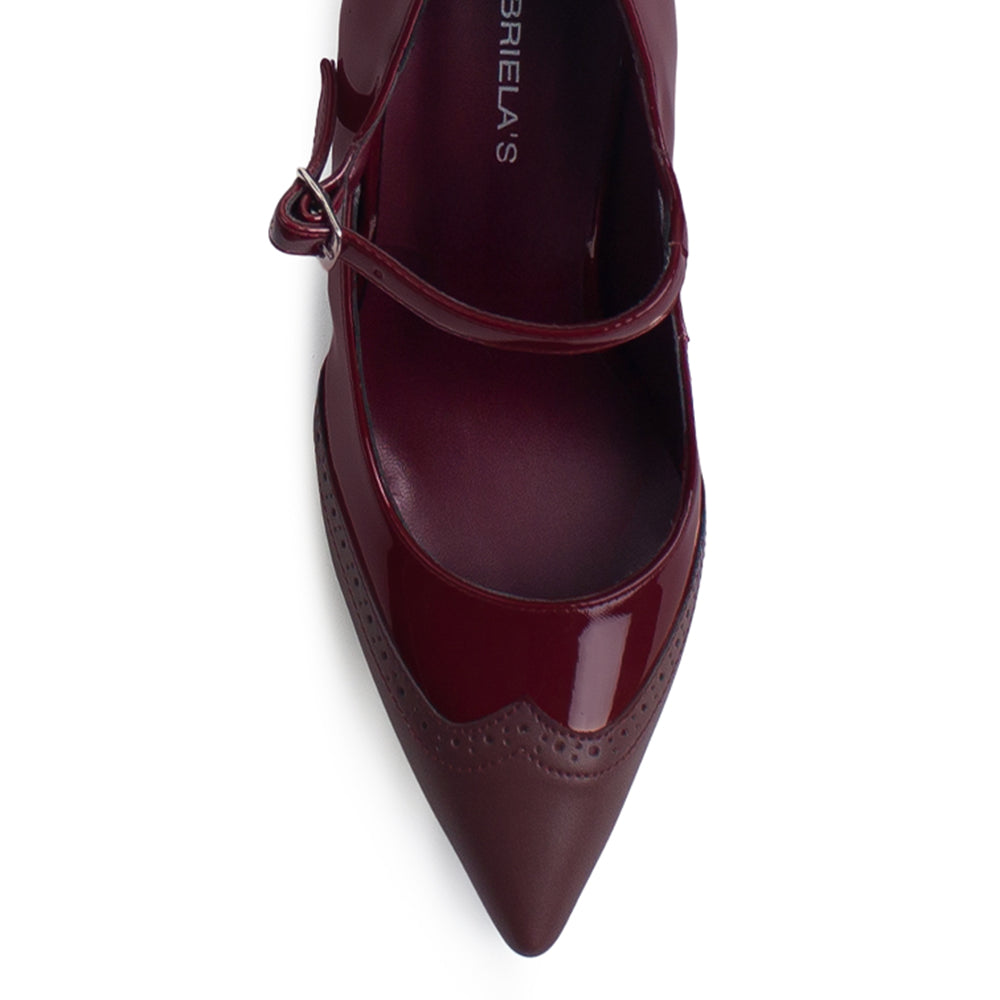 Zapatilla Rojo Vino Formal Puntal Mujer Tacon Delgado Elegante Dama 2000117