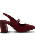 Zapatilla Vino Punta Cuadrada Dama Elegante Tacon Adorno Hebilla 2000120