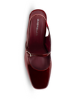 Zapatilla Vino Punta Cuadrada Dama Elegante Tacon Adorno Hebilla 2000120