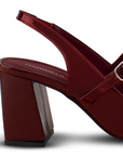 Zapatilla Vino Punta Cuadrada Dama Elegante Tacon Adorno Hebilla 2000120