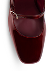 Zapatilla Vino Punta Cuadrada Dama Elegante Tacon Adorno Hebilla 2000120