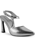 Zapatilla Plata Puntal Moda Mujer Tacon Delgado Escultural Hebilla 2000121